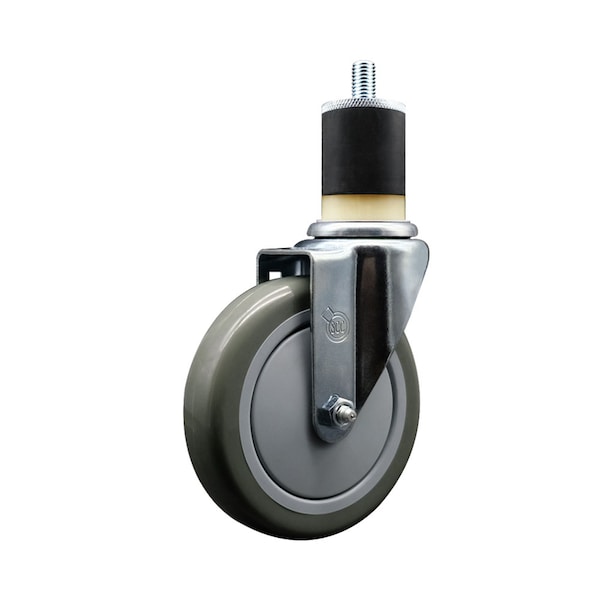 5'' Gray Poly Wheel Swivel 1-7/8'' Expanding Stem Caster